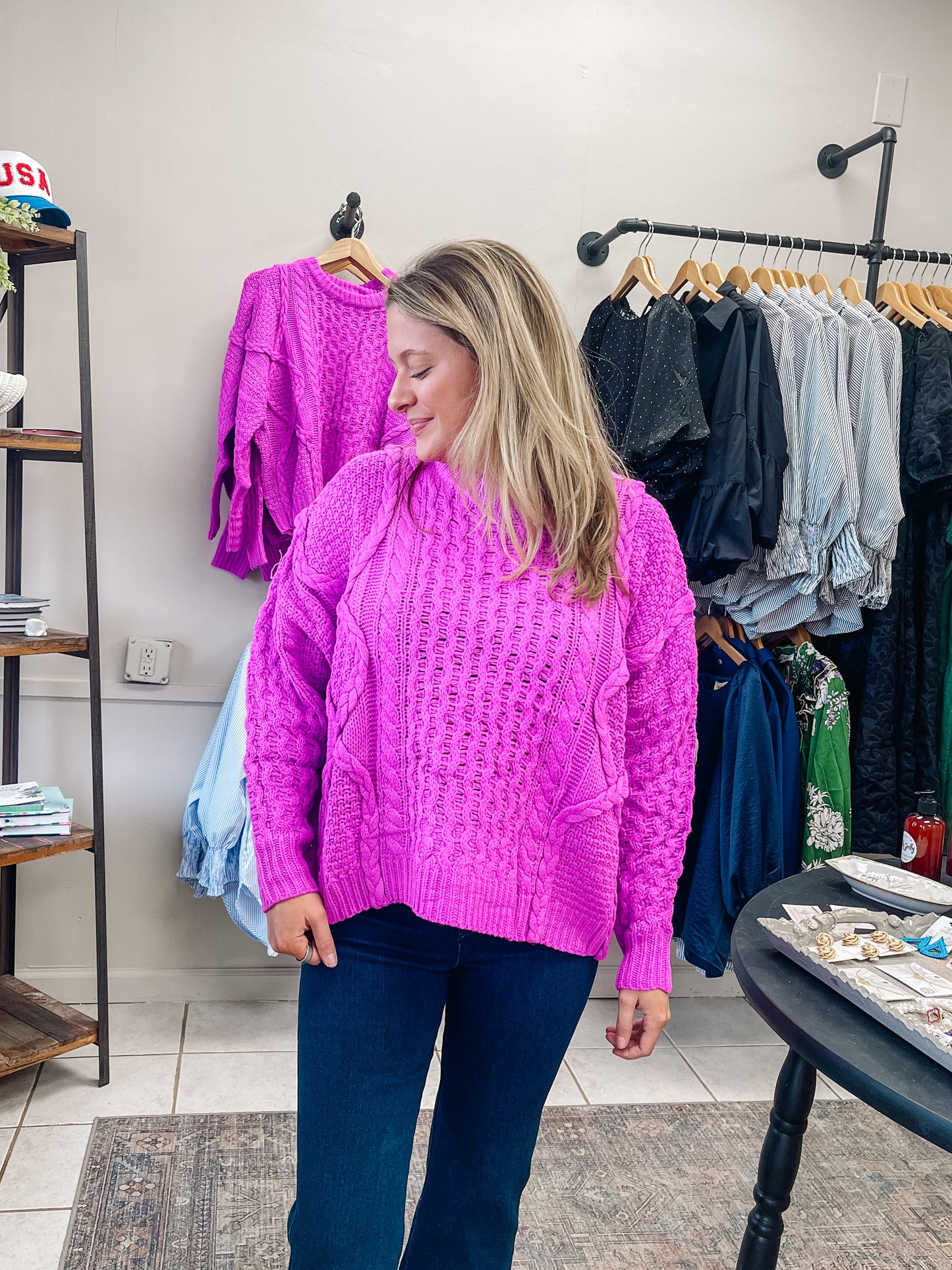 Pink Braided Sweater